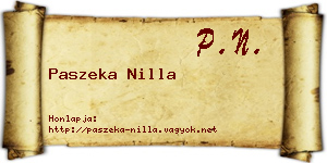 Paszeka Nilla névjegykártya